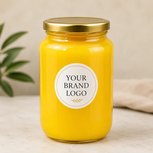 Private label pure cow ghee manufacturer offering custom branding and export packaging.